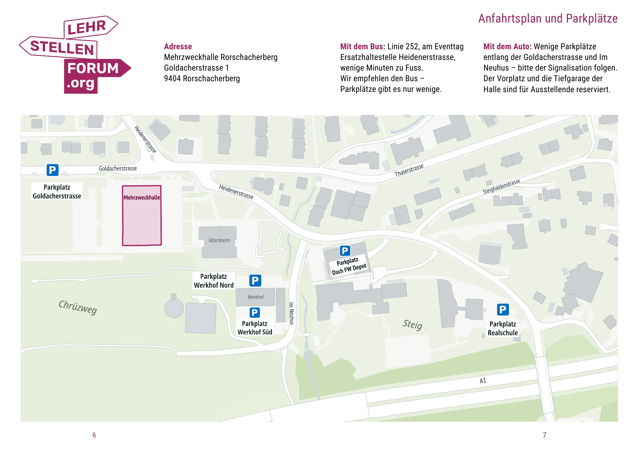 Anfahrtsplan und Parkplätze bei der Mehrzweckhalle Rorschacherberg